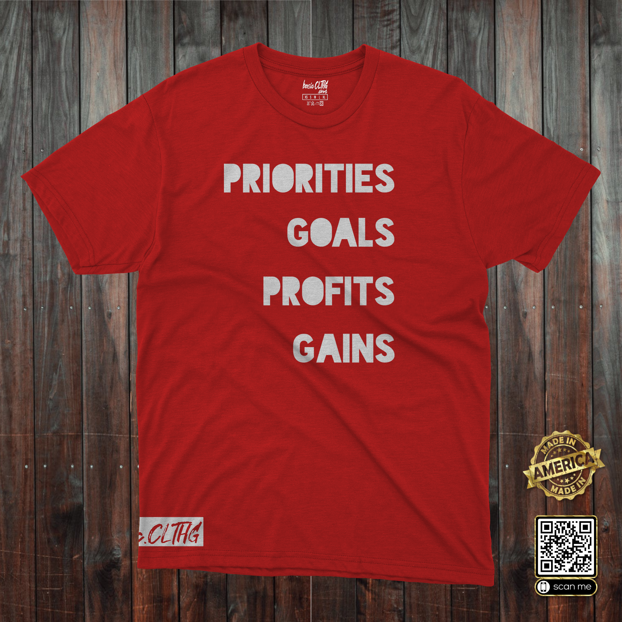 basic.CLTHG - Priorities Goals Profits Gains White Stamp - PRE-GAME Athletics