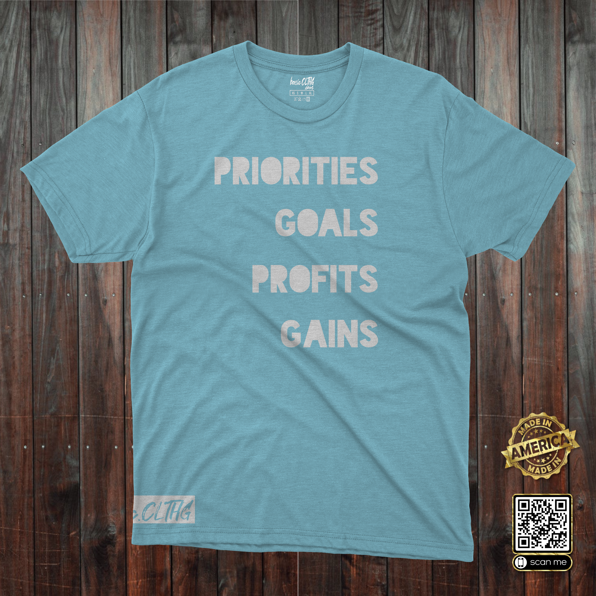basic.CLTHG - Priorities Goals Profits Gains White Stamp - PRE-GAME Athletics